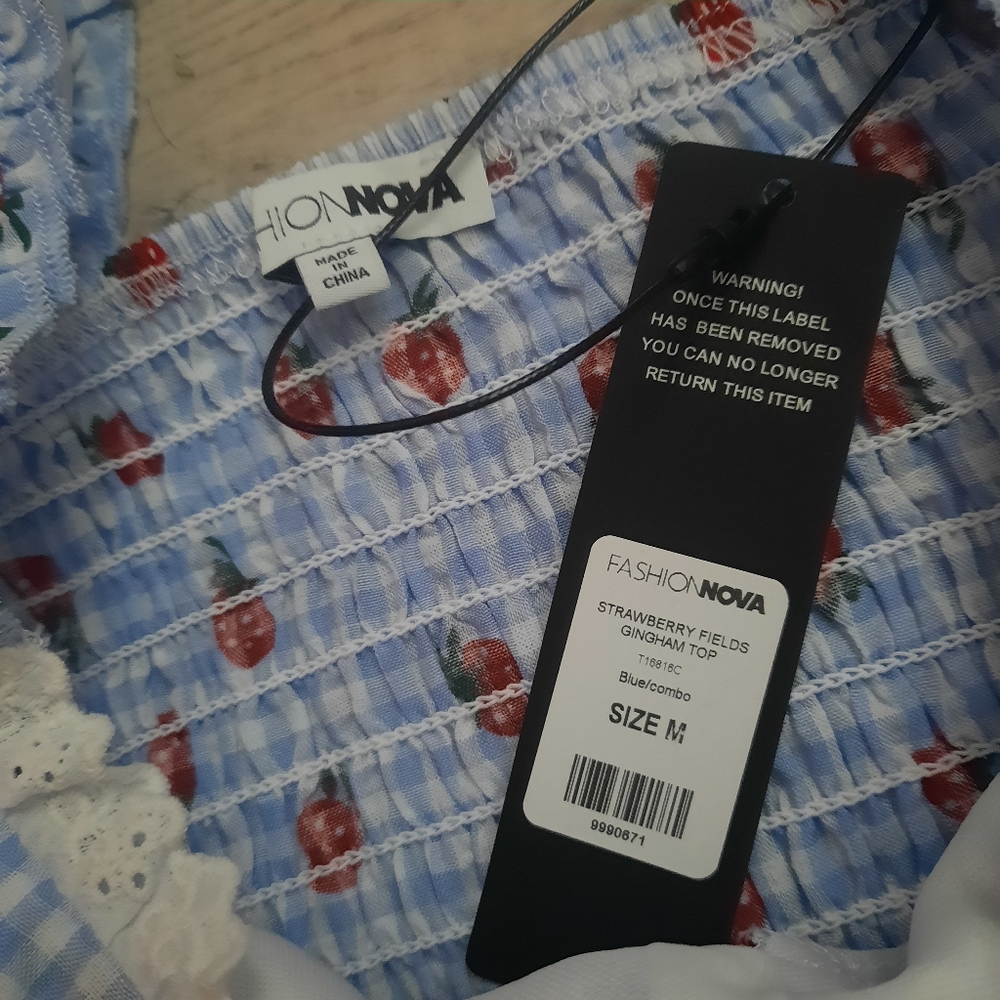 Fashion Nova Strawberry Gingham Top - Picture 3 of 10